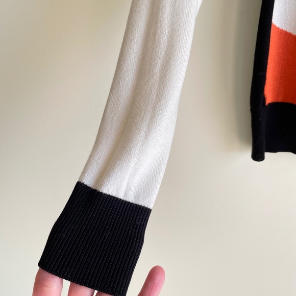 Solar Womens Black Orange Creme Fitted Cardigan Sweater Size S - Picture 6 of 16